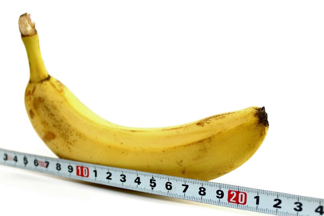 以香蕉为例，在增大之前测量阴茎
